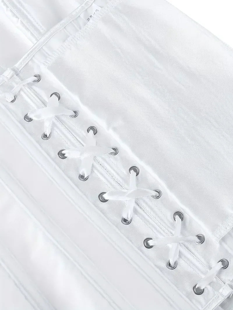 Corset bustier avec laçage et fermeture à boutons