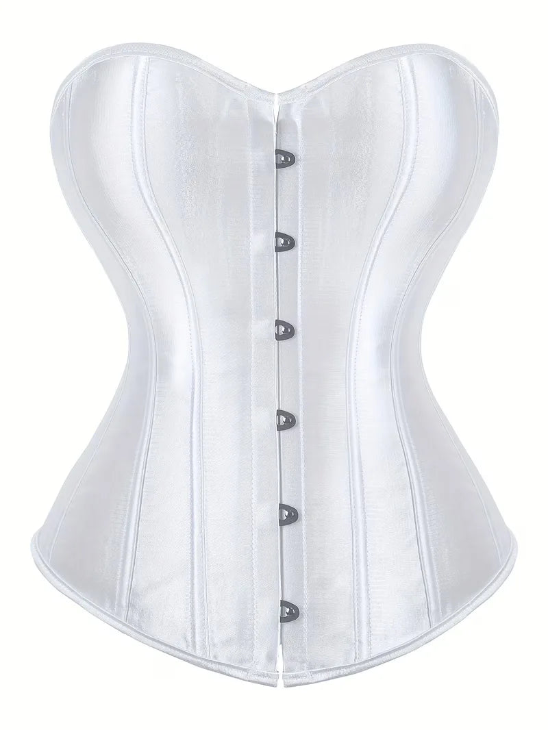 Strapless corset with lace-up and button closure