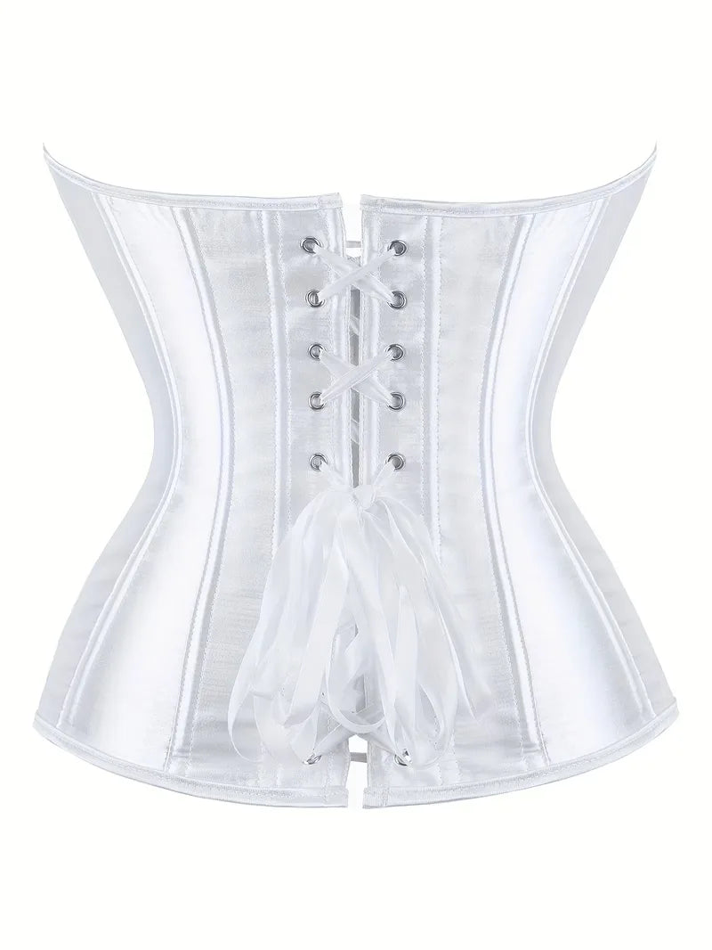 Strapless corset with lace-up and button closure