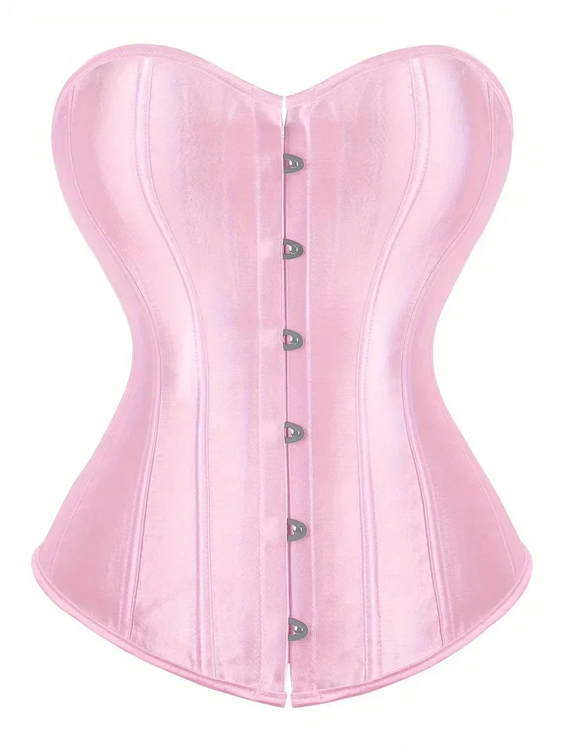 Strapless corset with lace-up and button closure