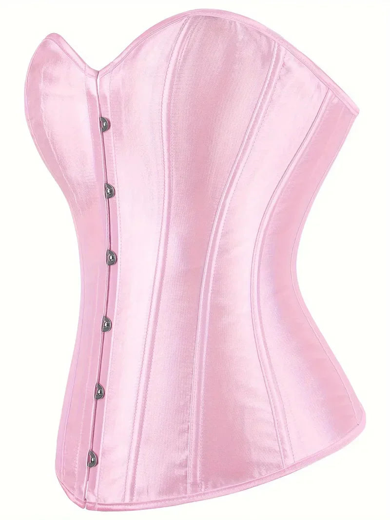 Strapless corset with lace-up and button closure