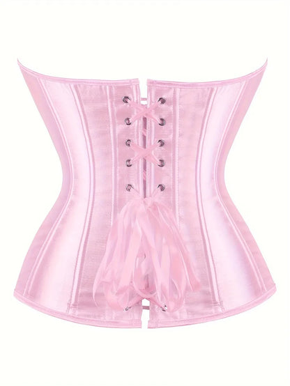 Strapless corset with lace-up and button closure