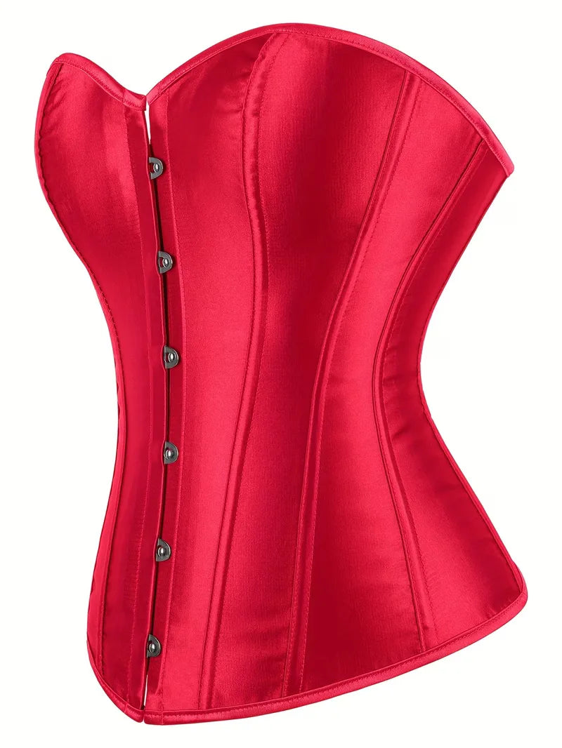 Strapless corset with lace-up and button closure