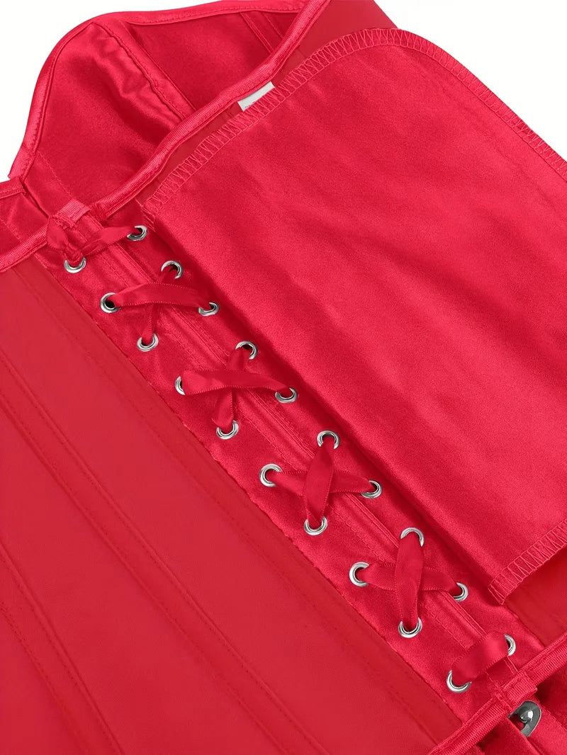 Strapless corset with lace-up and button closure