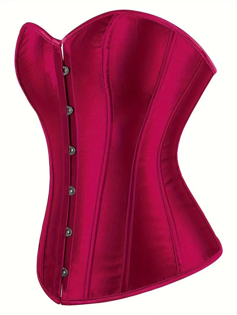 Strapless corset with lace-up and button closure