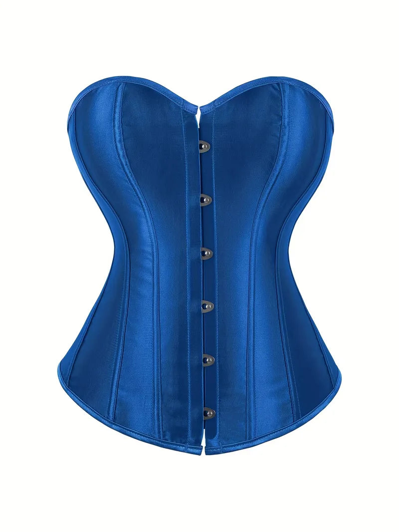 Strapless corset with lace-up and button closure