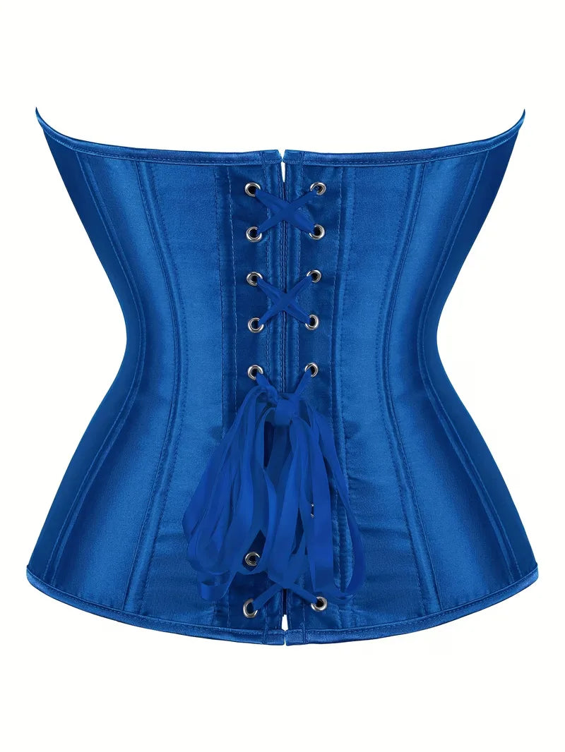 Strapless corset with lace-up and button closure