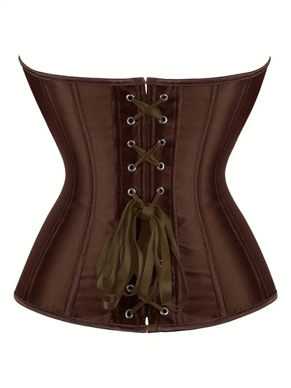 Strapless corset with lace-up and button closure