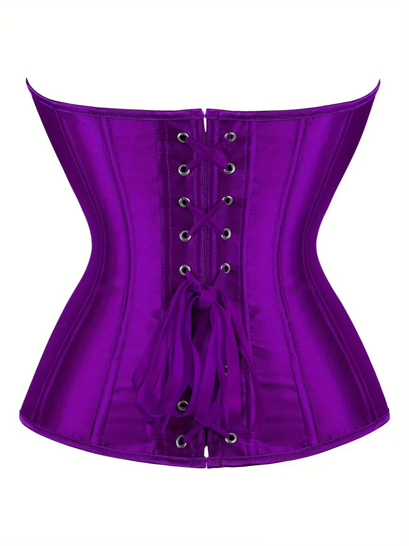 Strapless corset with lace-up and button closure