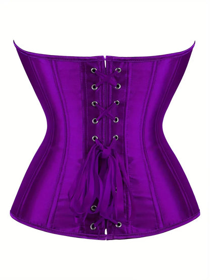 Strapless corset with lace-up and button closure