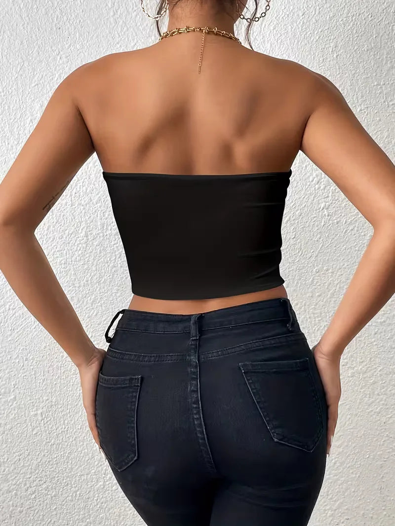 Strapless crop top slim fit