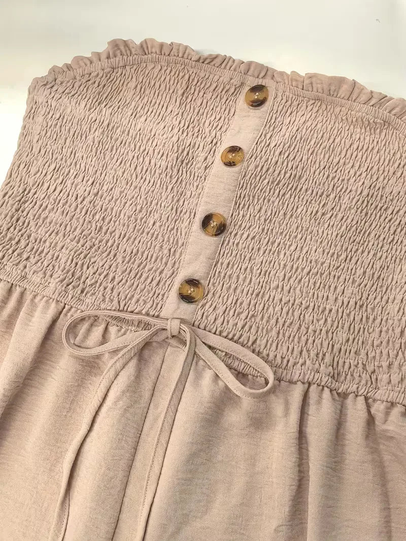 Strapless playsuit with wide legs