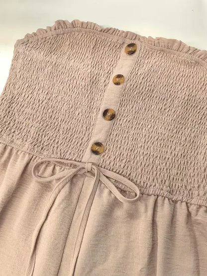 Strapless playsuit with wide legs