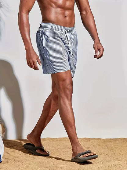 Striped Pattern Swim Shorts