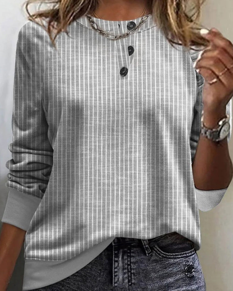 Striped Sweater with Round Neck