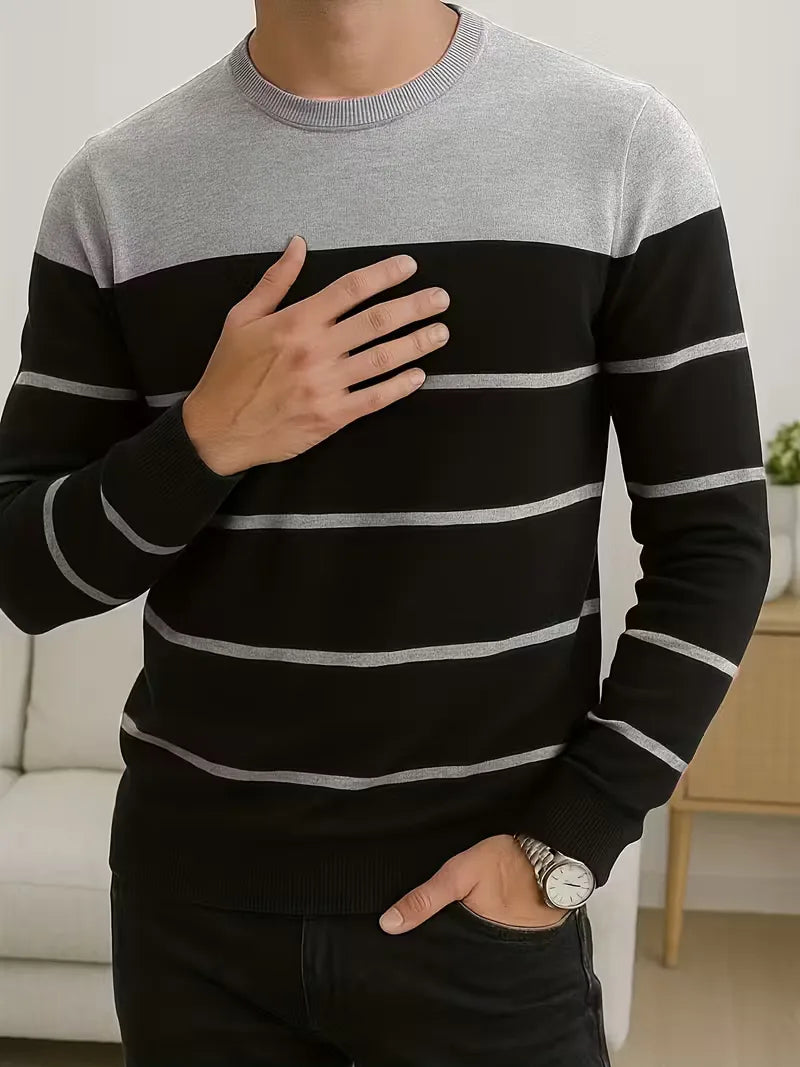 Striped jumper with round neck and long sleeves