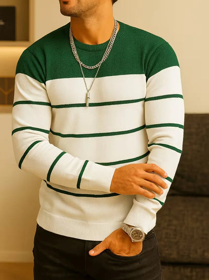 Striped jumper with round neck and long sleeves