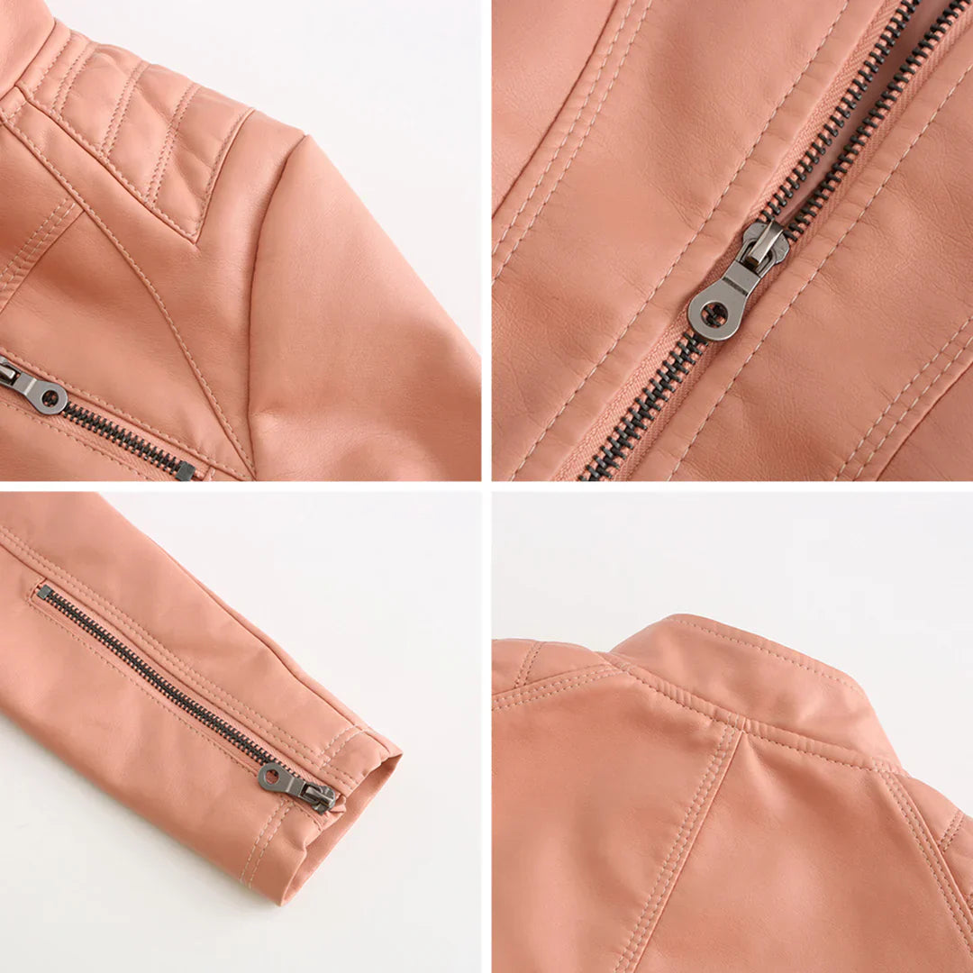 Stylish Leather Women's Jacket with Timeless Design