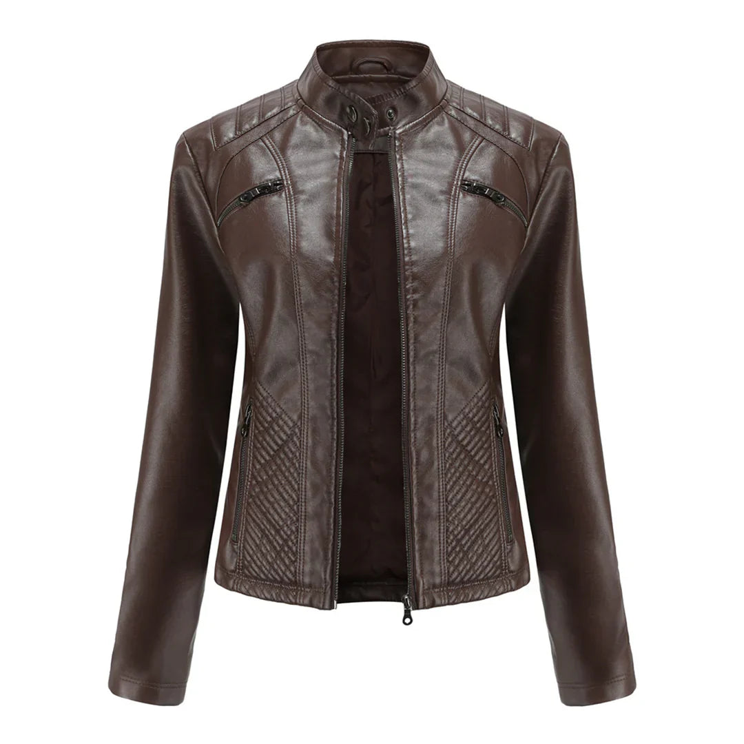 Stylish Leather Women's Jacket with Timeless Design