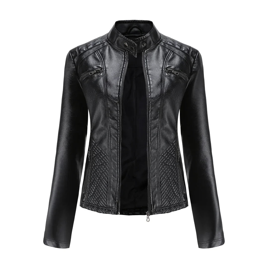 Stylish Leather Women's Jacket with Timeless Design