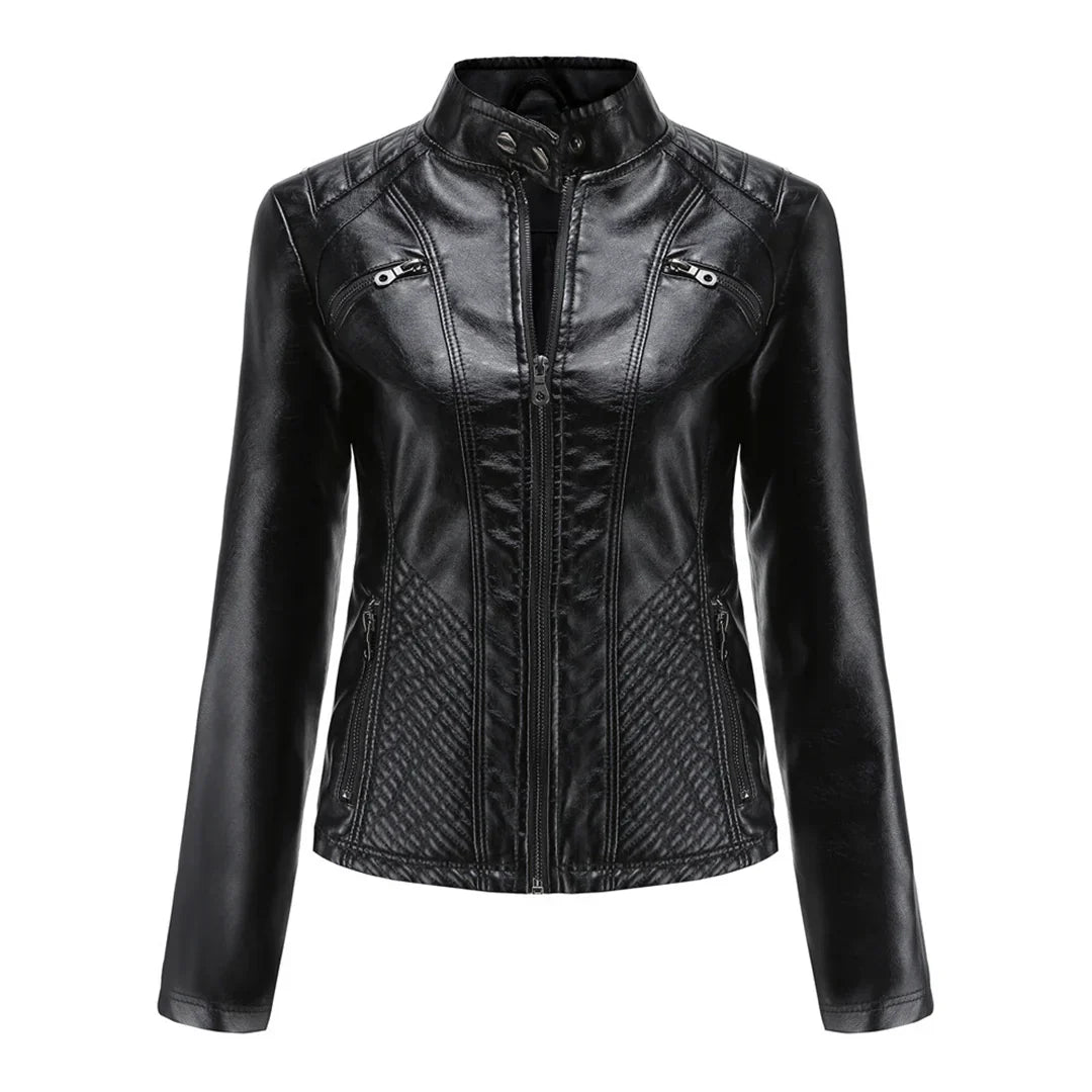 Stylish Leather Women's Jacket with Timeless Design
