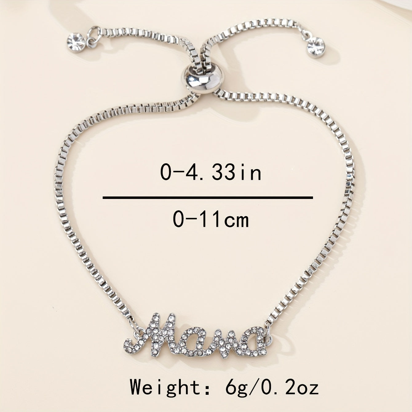 Stylish Mum Letter Charm Bracelet with Faux Diamonds