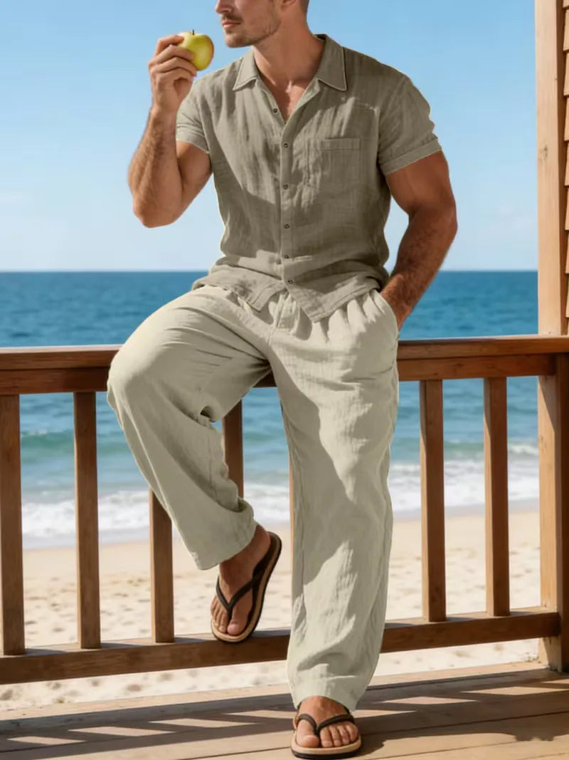 Summer Clothing Set with V-Neck