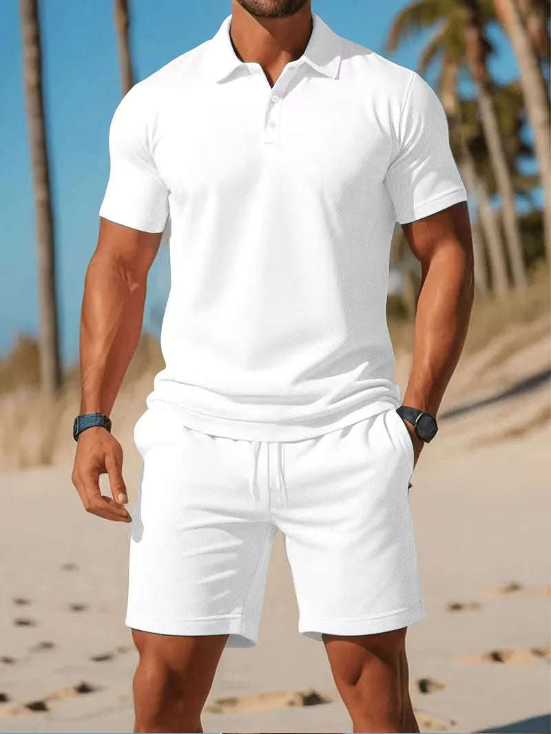 Summer clothing set with polo and shorts