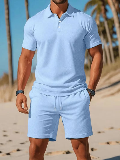 Summer clothing set with polo and shorts