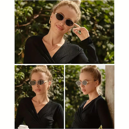 Sunglasses with Oval Metallic Frame