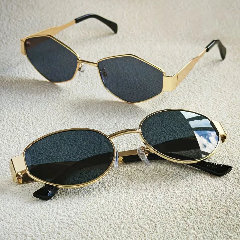 Sunglasses with Oval Metallic Frame
