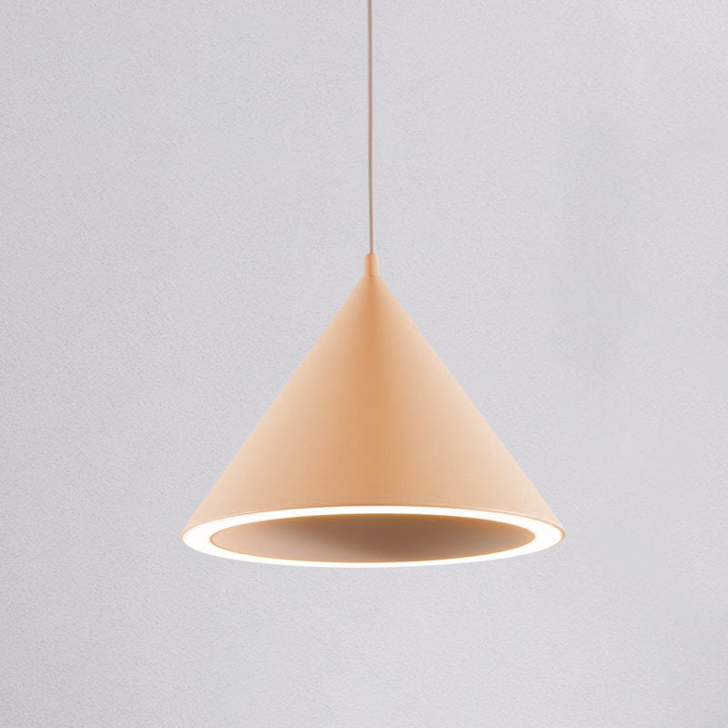 Lámpara colgante LED moderna de anillo con diseño cónico