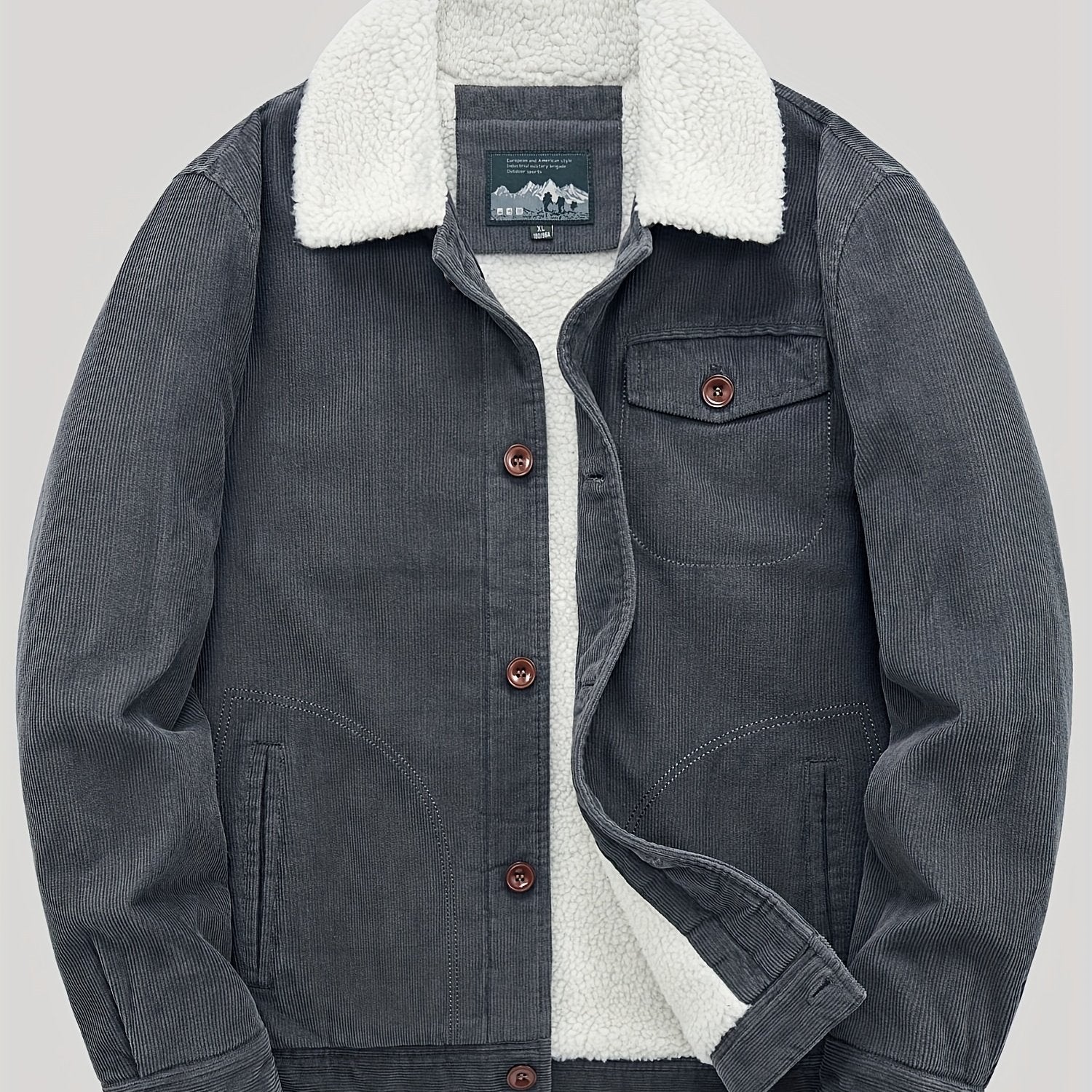 Sven | Warm fleece corduroy men's button jacket