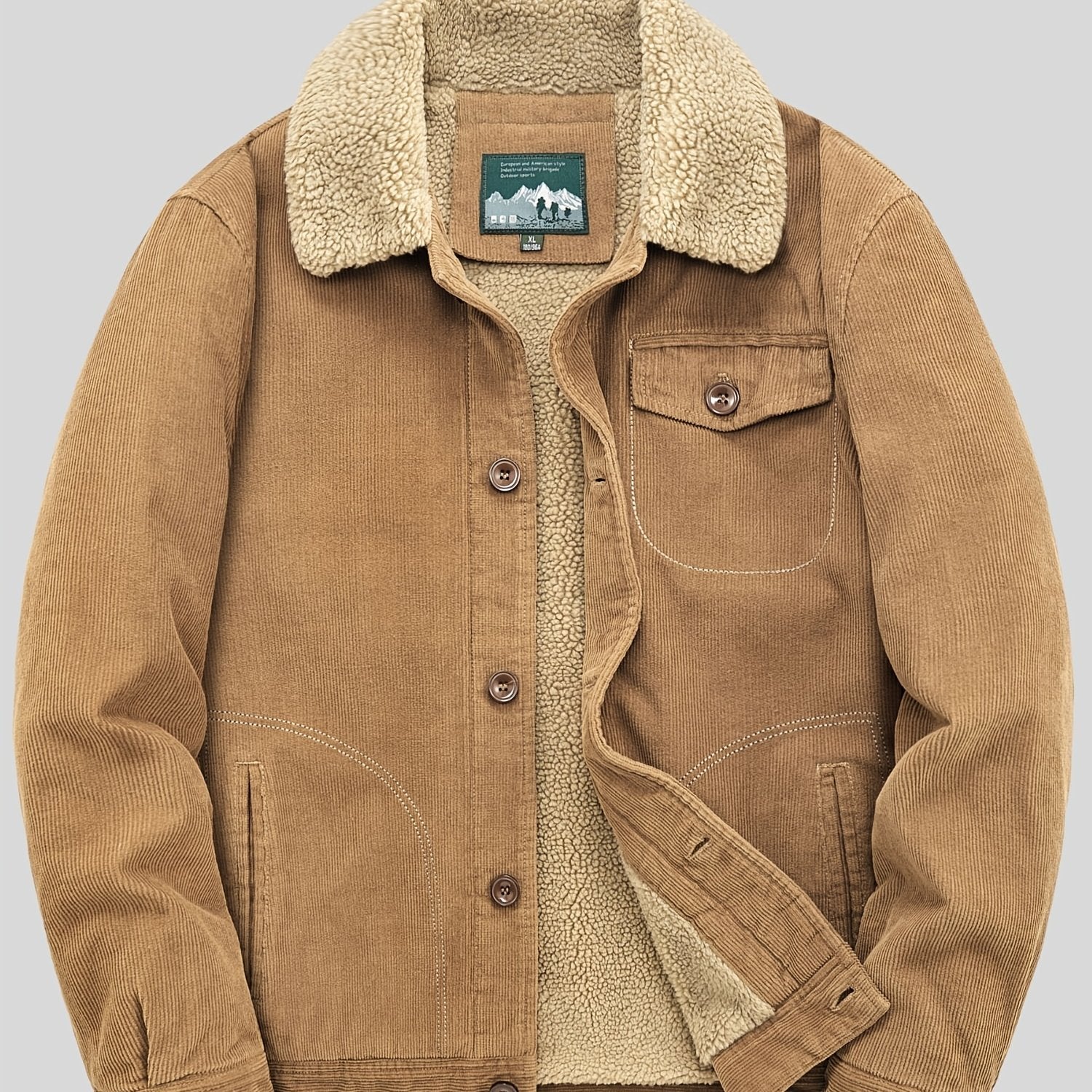 Sven | Warm fleece corduroy men's button jacket
