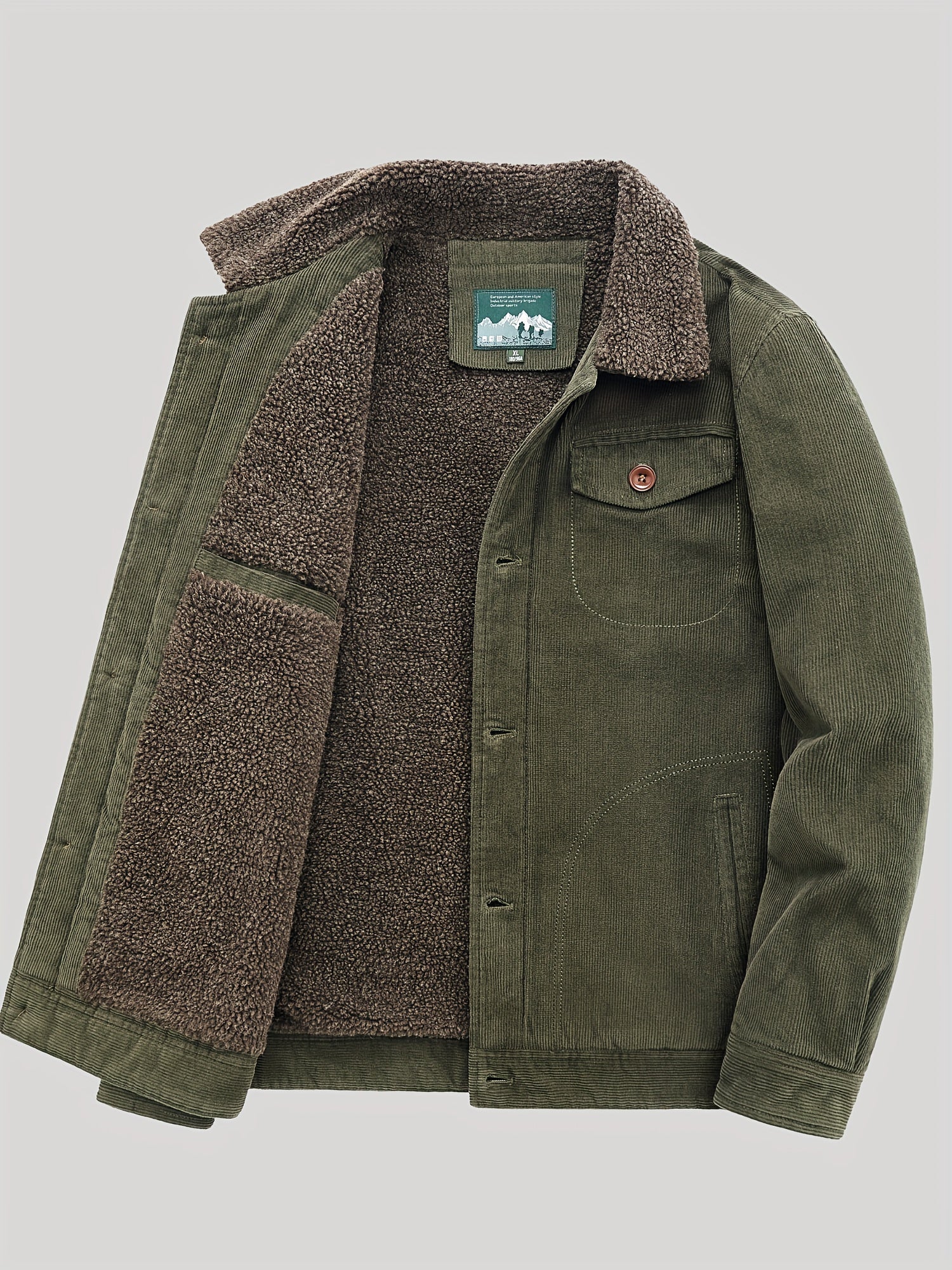 Sven | Warm fleece corduroy men's button jacket
