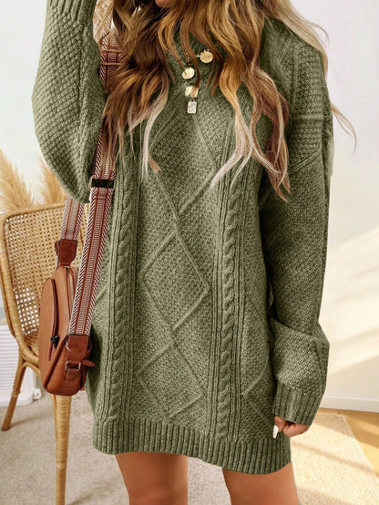 Sweater dress with cable pattern and ribbed finish