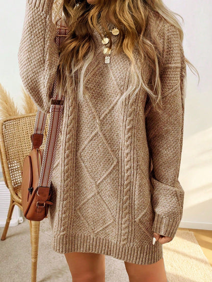 Sweater dress with cable pattern and ribbed finish
