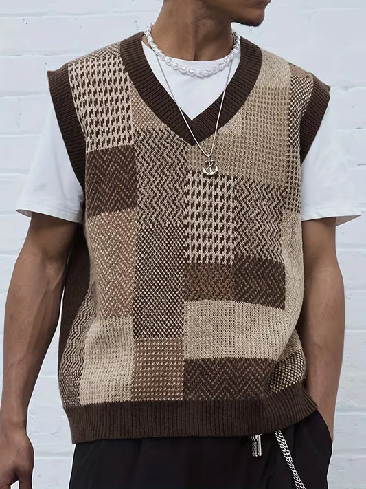 Sweater vest with geometric pattern