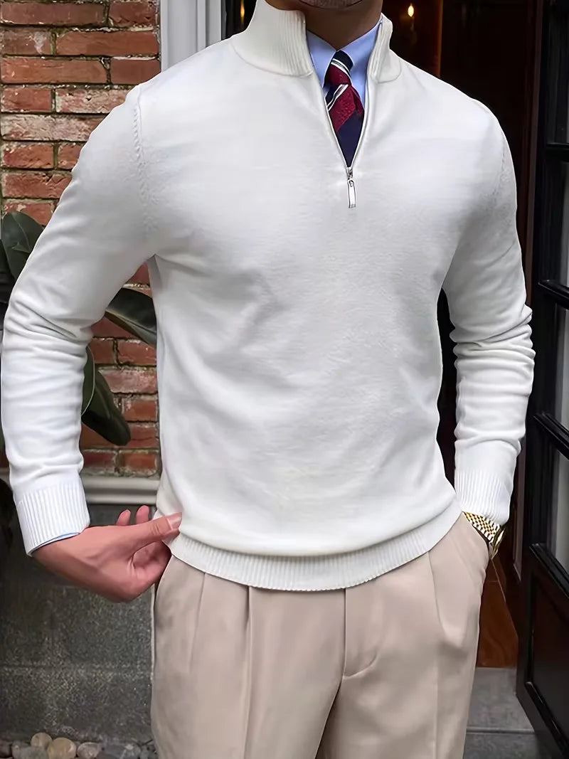 Sweater with Collar and Half-Zip