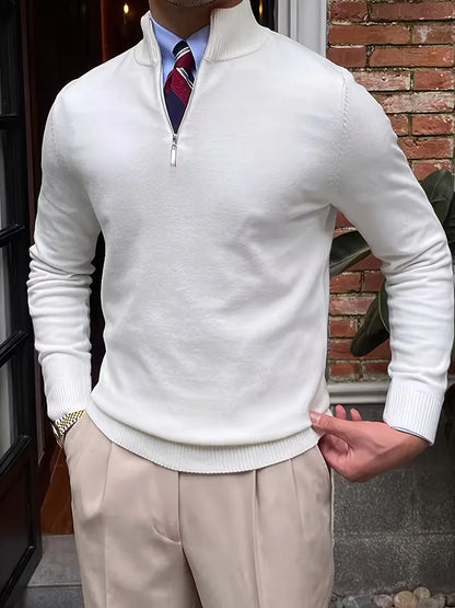 Sweater with Collar and Half-Zip