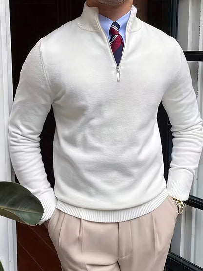 Sweater with Collar and Half-Zip