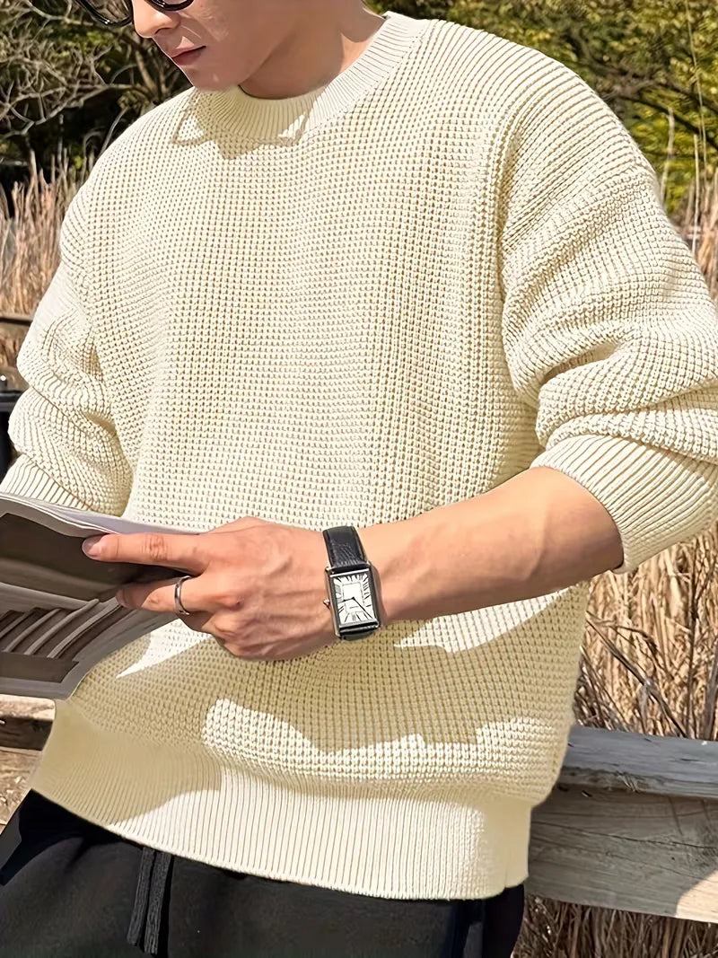 Sweater with Round Neck and Long Sleeves