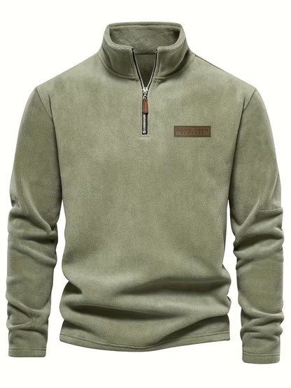 Sweater with Stand-Up Collar and Half-Zip