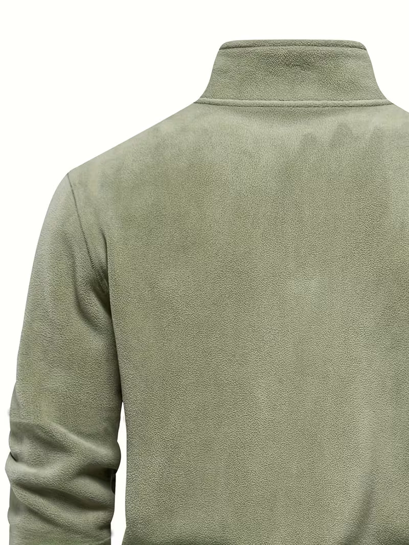 Sweater with Stand-Up Collar and Half-Zip