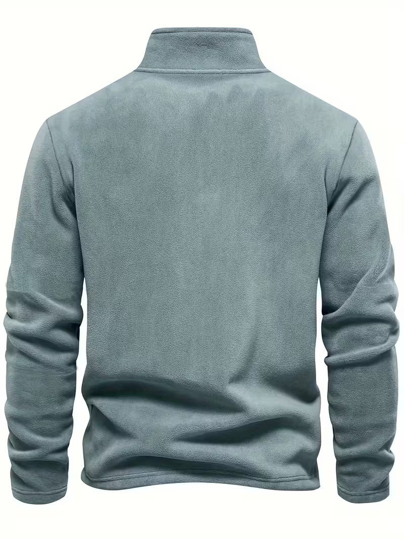 Sweater with Stand-Up Collar and Half-Zip