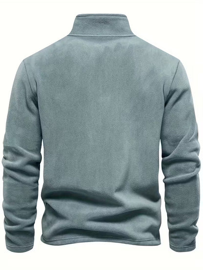 Sweater with Stand-Up Collar and Half-Zip