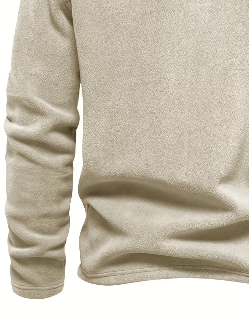 Sweater with Stand-Up Collar and Half-Zip