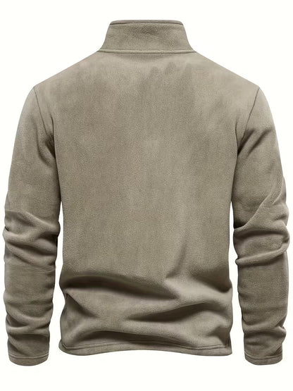 Sweater with Stand-Up Collar and Half-Zip