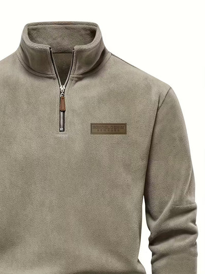 Sweater with Stand-Up Collar and Half-Zip