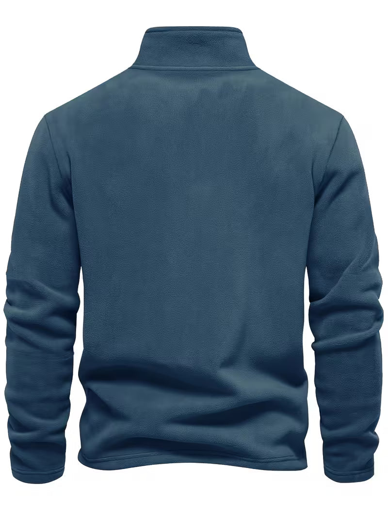 Sweater with Stand-Up Collar and Half-Zip